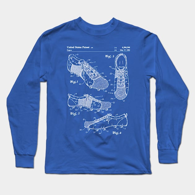 Soccer Boots Patent - Football Boots Art - Blueprint Long Sleeve T-Shirt by patentpress